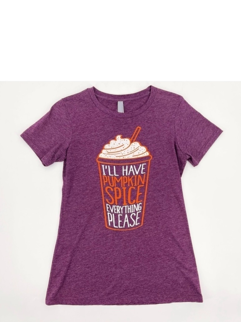 Next Level Pumpkin Spice Purple Graphic Slim Fit Crewneck Tee Size Medium